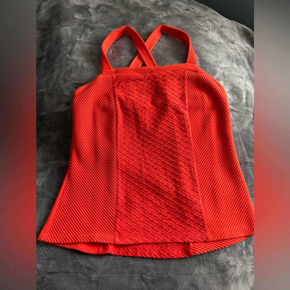 EUC Anthropologie Deletta red orange sleeveless top size Large